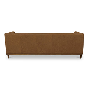 Moe's Home Fielder Sofa - Elegant Top-grain Leather Design With Modern Walnut Base And Timeless Tufted Details Brown Upholstery, 100% Top Grain Leather,Rubber Wood And Plywood Frame Mm-1003-40
