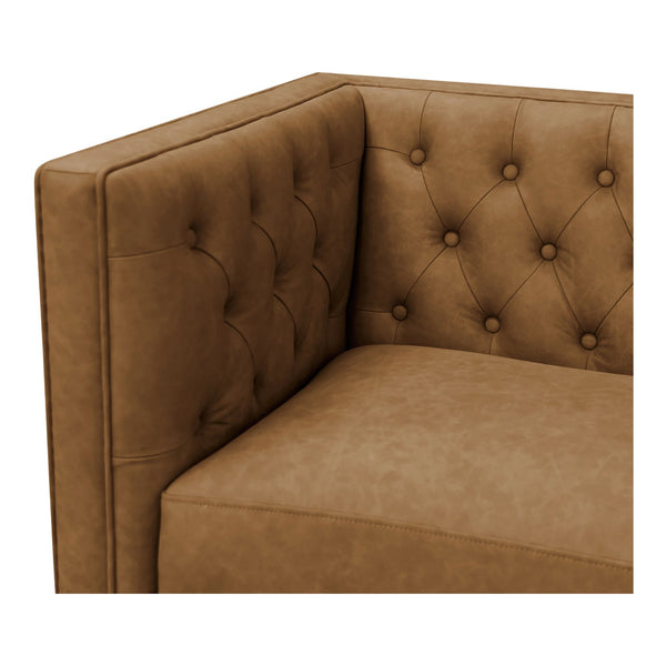 Moe's Home Fielder Sofa - Elegant Top-grain Leather Design With Modern Walnut Base And Timeless Tufted Details Brown Upholstery, 100% Top Grain Leather,Rubber Wood And Plywood Frame Mm-1003-40