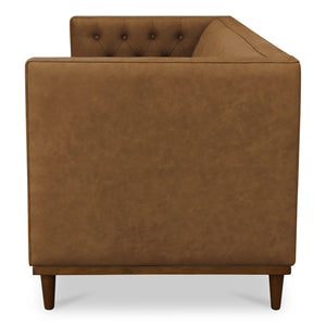 Moe's Home Fielder Sofa - Elegant Top-grain Leather Design With Modern Walnut Base And Timeless Tufted Details Brown Upholstery, 100% Top Grain Leather,Rubber Wood And Plywood Frame Mm-1003-40