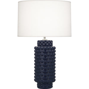 Robert Abbey Matte Midnight Blue Dolly Table Lamp Matte Midnight Blue Glazed Textured Ceramic Fondine Fabric Shade