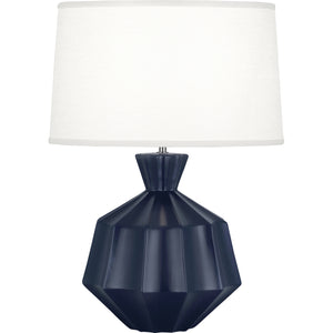 Robert Abbey Matte Midnight Blue Orion Table Lamp Matte Midnight Blue Glazed Ceramic Oyster Linen Shade With Self Fabric Top Diffuser