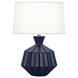 Robert Abbey Matte Midnight Blue Orion Table Lamp Matte Midnight Blue Glazed Ceramic Oyster Linen Shade With Self Fabric Top Diffuser