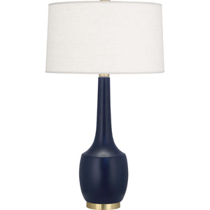 Robert Abbey Matte Midnight Blue Delilah Table Lamp Matte Midnight Blue Glazed Ceramic Oyster Linen Shade With Self-Fabric Top And Bottom Diffuser