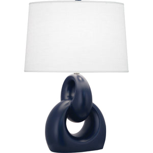 Robert Abbey Matte Midnight Blue Fusion Table Lamp Matte Midnight Blue Glazed Ceramic with Polished Nickel Accents Oval Oyster Linen Shade