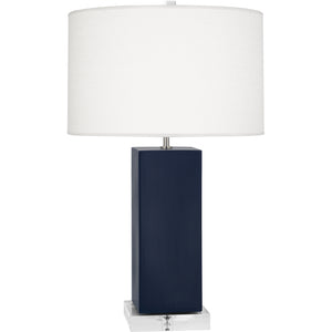 Robert Abbey Matte Midnight Blue Harvey Table Lamp Matte Midnight Blue Glazed Ceramic Oyster Linen Shade