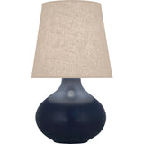 Robert Abbey Matte Midnight Blue June Table Lamp Matte Midnight Blue Glazed Ceramic Buff Linen Shade