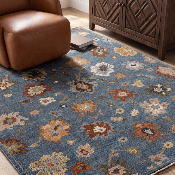 Oriental Weavers Monaco Folk Art Oushak Runner Rug Jewel Toned Polyester Bohemian Hallway Accent Blue 5'3" x 7'6" MMNC03160230ST