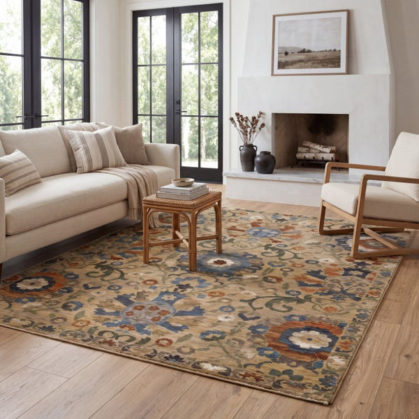 Oriental Weavers Monaco Oushak Folk Art Runner Rug Space Dyed Polyester Eclectic Maximalist Hallway 6'7" x 9'10" MMNC07200300ST