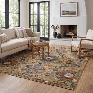 Oriental Weavers Monaco Oushak Folk Art Runner Rug Space Dyed Polyester Eclectic Maximalist Hallway 9'10" x 12'10" MMNC07300387ST