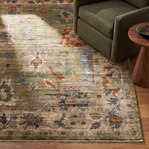 Oriental Weavers Monaco Oushak Folk Art Indoor Runner Rug with Distressed Jewel-Toned Polyester Pile Green 2'9" x 7'7" MMNC09084230ST