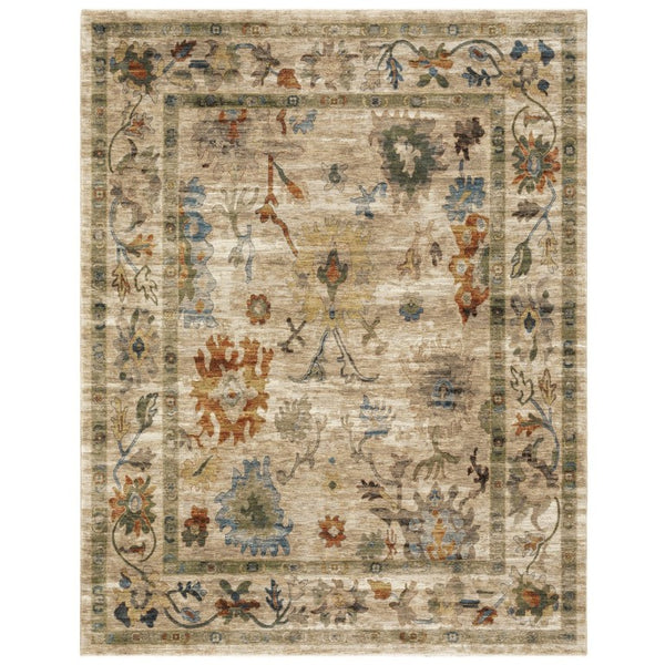Oriental Weavers Monaco Oushak Folk Art Indoor Runner Rug with Distressed Jewel-Toned Polyester Pile Beige 2'9" x 7'7" MMNC10084230ST