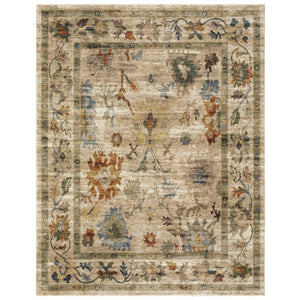 Oriental Weavers Monaco Oushak Folk Art Indoor Runner Rug with Distressed Jewel-Toned Polyester Pile Beige 5'3" x 7'6" MMNC10160230ST