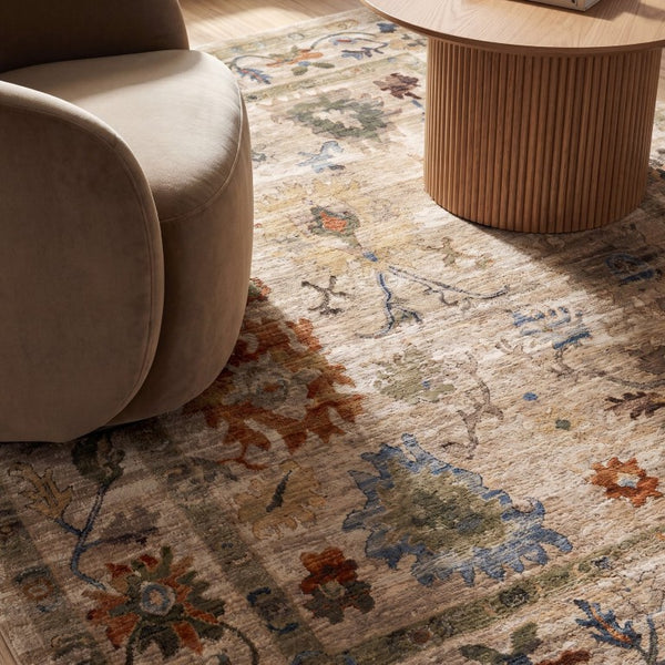 Oriental Weavers Monaco Oushak Folk Art Indoor Runner Rug with Distressed Jewel-Toned Polyester Pile Beige 7'10" x 10' MMNC10240305ST