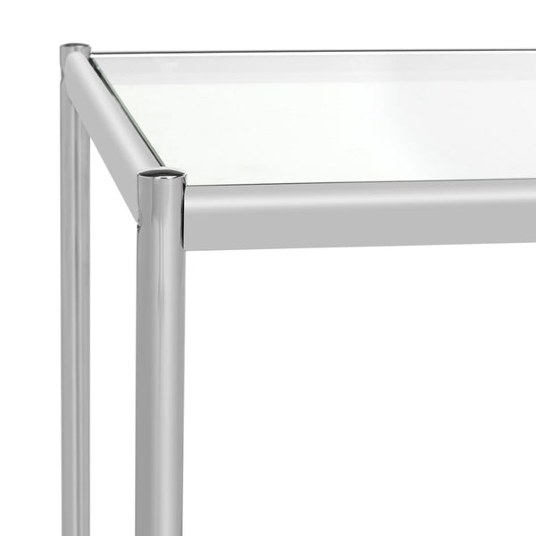 Safavieh Zola Glass Coffee Table - Bauhaus Modernist Design With Double-Tier Shelving For Stylish Living Spaces Chrome MMT6000A