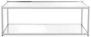 Safavieh Zola Glass Coffee Table - Bauhaus Modernist Design With Double-Tier Shelving For Stylish Living Spaces Chrome MMT6000A