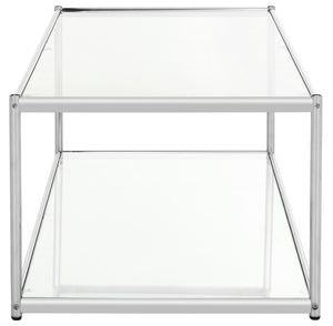 Safavieh Zola Glass Coffee Table - Bauhaus Modernist Design With Double-Tier Shelving For Stylish Living Spaces Chrome MMT6000A