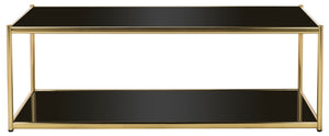 Safavieh Zola Glass Coffee Table - Bauhaus Modernist Design With Double-Tier Shelving For Stylish Living Spaces Gold MMT6000B