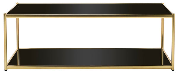 Safavieh Zola Glass Coffee Table - Bauhaus Modernist Design With Double-Tier Shelving For Stylish Living Spaces Gold MMT6000B