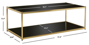 Safavieh Zola Glass Coffee Table - Bauhaus Modernist Design With Double-Tier Shelving For Stylish Living Spaces Gold MMT6000B