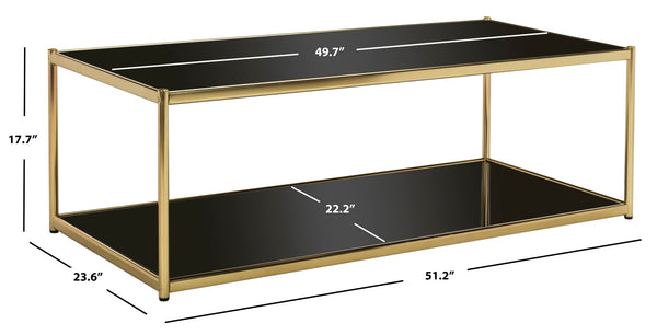 Safavieh Zola Glass Coffee Table - Bauhaus Modernist Design With Double-Tier Shelving For Stylish Living Spaces Gold MMT6000B