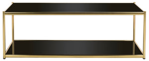 Safavieh Zola Glass Coffee Table - Bauhaus Modernist Design With Double-Tier Shelving For Stylish Living Spaces Gold MMT6000B