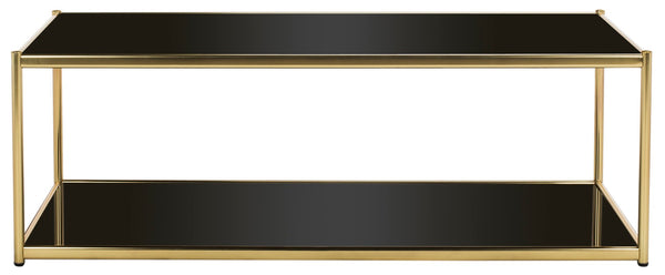 Safavieh Zola Glass Coffee Table - Bauhaus Modernist Design With Double-Tier Shelving For Stylish Living Spaces Gold MMT6000B
