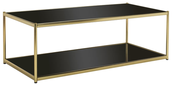 Safavieh Zola Glass Coffee Table - Bauhaus Modernist Design With Double-Tier Shelving For Stylish Living Spaces Gold MMT6000B