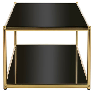 Safavieh Zola Glass Coffee Table - Bauhaus Modernist Design With Double-Tier Shelving For Stylish Living Spaces Gold MMT6000B