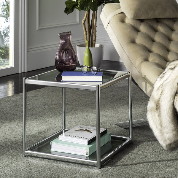 Safavieh Lilias Contemporary Glass End Table - Minimalist Design With Chrome Finish For Stylish Home Decor MMT6001A