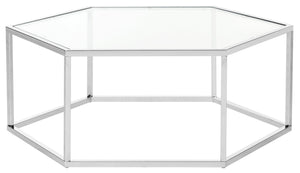 Safavieh Eliana Glass Coffee Table - Modern Sculptural Design With Chrome Frame & Clear Panels For Elegance MMT6003A