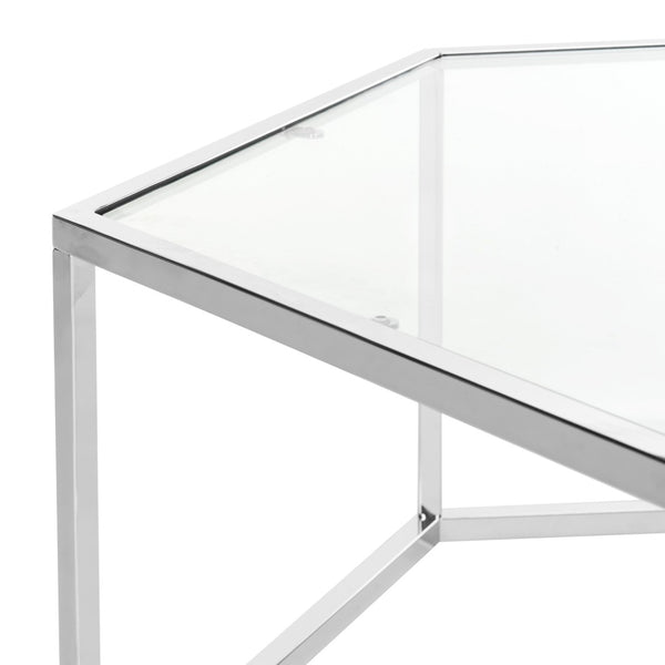 Safavieh Eliana Glass Coffee Table - Modern Sculptural Design With Chrome Frame & Clear Panels For Elegance MMT6003A
