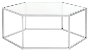 Safavieh Eliana Glass Coffee Table - Modern Sculptural Design With Chrome Frame & Clear Panels For Elegance MMT6003A