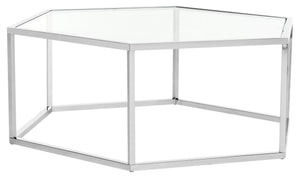 Safavieh Eliana Glass Coffee Table - Modern Sculptural Design With Chrome Frame & Clear Panels For Elegance MMT6003A