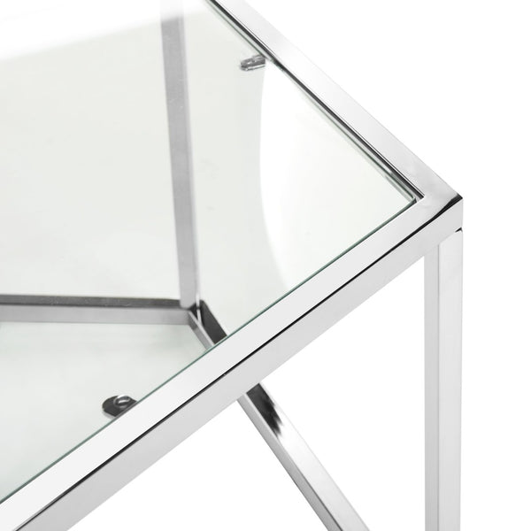Safavieh Eliana Glass Coffee Table - Modern Sculptural Design With Chrome Frame & Clear Panels For Elegance MMT6003A