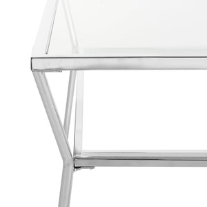 Safavieh Ellie Glass Coffee Table - Chic Chrome Modern Design For Airy Living Spaces, Sleek & Timeless Style MMT6004A
