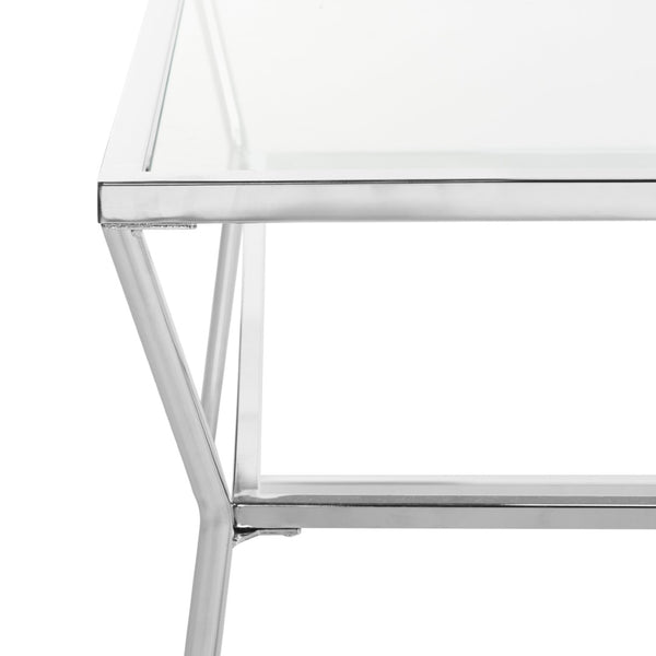 Safavieh Ellie Glass Coffee Table - Chic Chrome Modern Design For Airy Living Spaces, Sleek & Timeless Style MMT6004A