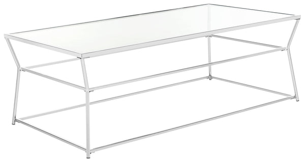 Safavieh Ellie Glass Coffee Table - Chic Chrome Modern Design For Airy Living Spaces, Sleek & Timeless Style MMT6004A