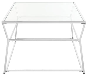 Safavieh Ellie Glass Coffee Table - Chic Chrome Modern Design For Airy Living Spaces, Sleek & Timeless Style MMT6004A