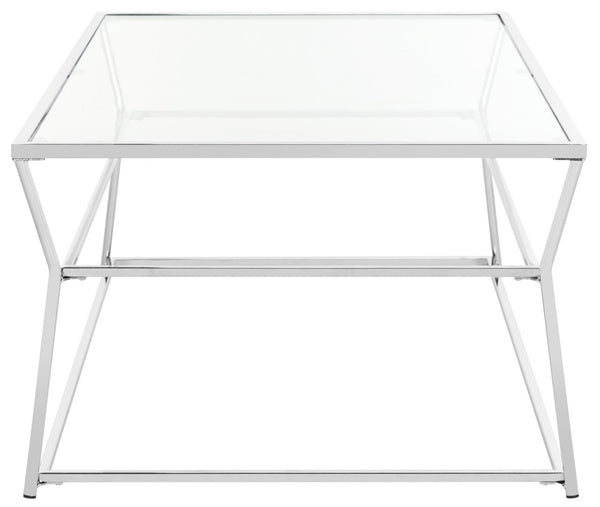 Safavieh Ellie Glass Coffee Table - Chic Chrome Modern Design For Airy Living Spaces, Sleek & Timeless Style MMT6004A