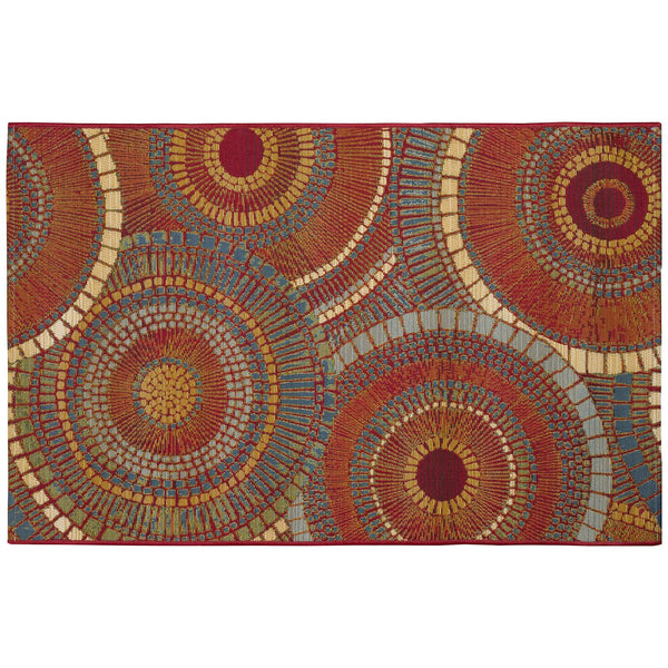 Trans Ocean Liora Manne Marina Circles Pillow - Contemporary Geometric Design For Indoor/Outdoor Elegance Orange Polypropylene,Polyester Mna34803517