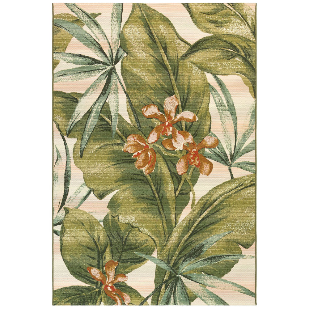 Trans Ocean Liora Manne Marina Tropical Leaf Indoor/Outdoor Area Rug - Colorful Botanical Design For Any Space Ivory Polypropylene,Polyester Mna58806412