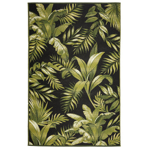 Trans Ocean Liora Marina Jungle Leaves Indoor/Outdoor Area Rug - Contemporary Botanical Design For All Spaces Black Polypropylene,Polyester Mna69811548