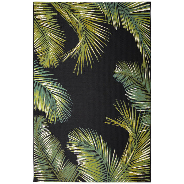 Trans Ocean Liora Manne Marina Palm Border Area Rug - Stylish Indoor/Outdoor Transitional Botanical Design Black Polypropylene,Polyester Mna45815148