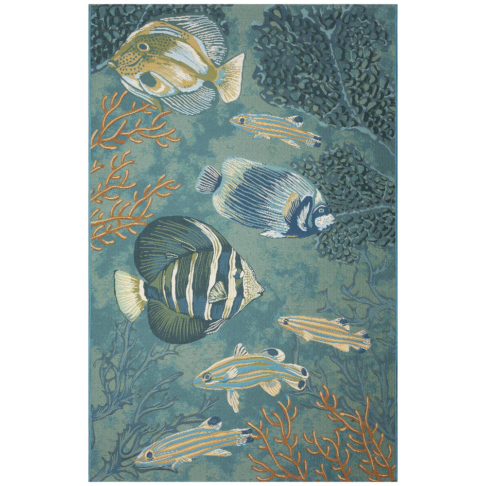 Trans Ocean Liora Manne Marina Fish Indoor/Outdoor Area Rug - Coastal Inspired Tropical Design For Any Space Blue Polypropylene,Polyester Mna58820104