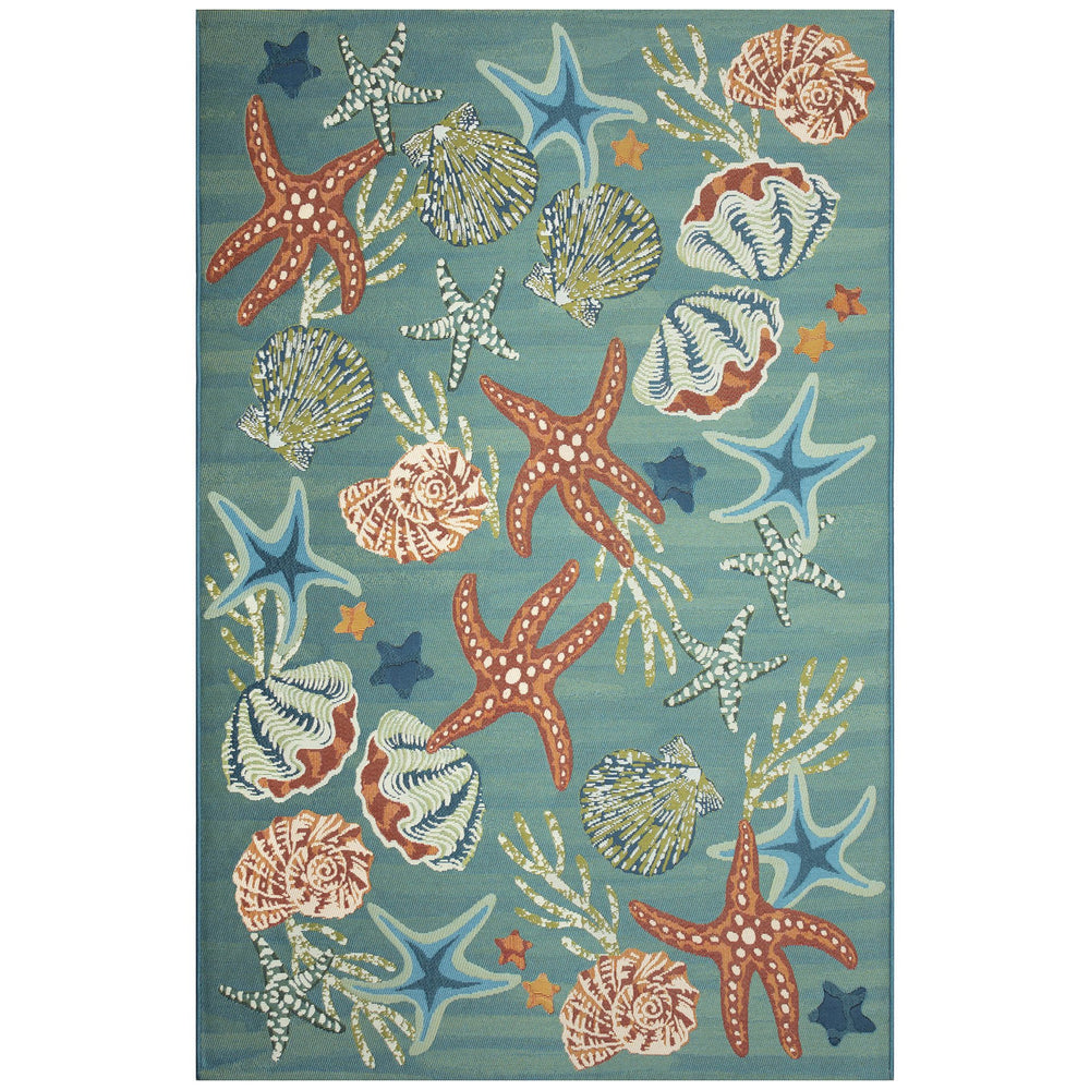 Trans Ocean Liora Manne Marina Starfish Song Indoor/Outdoor Area Rug - Vibrant Coastal Decor For Any Space Blue Polypropylene,Polyester Mna69820404