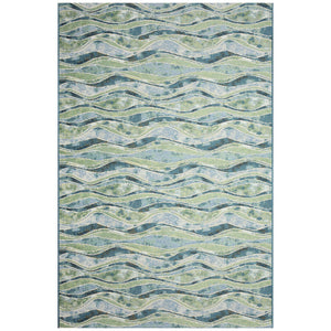 Trans Ocean Liora Manne Wave Indoor/Outdoor Area Rug - Contemporary Abstract Design In Soothing Blue Hues Blue Polypropylene,Polyester Mna45966204