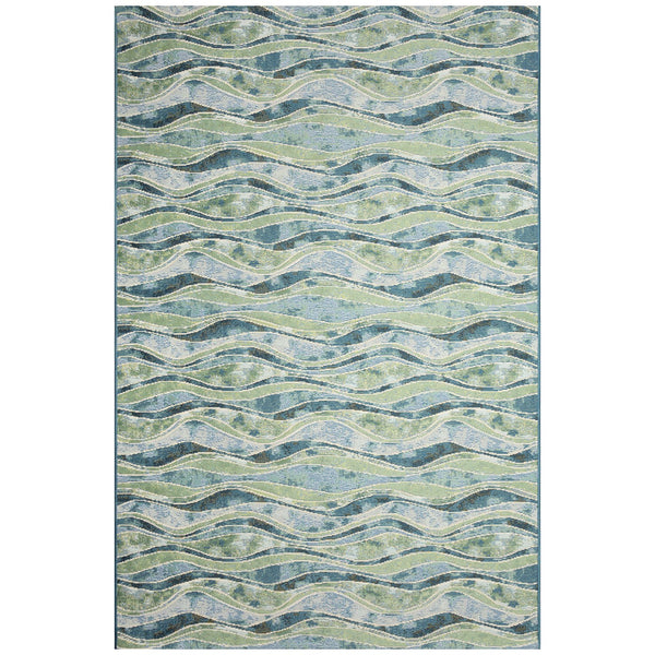 Trans Ocean Liora Manne Wave Indoor/Outdoor Area Rug - Contemporary Abstract Design In Soothing Blue Hues Blue Polypropylene,Polyester Mna45966204