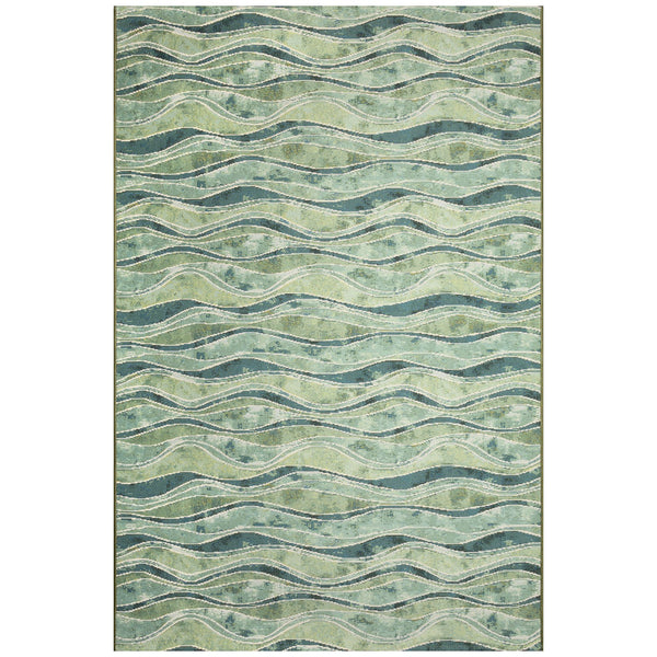 Trans Ocean Liora Manne Wave Indoor/Outdoor Area Rug - Contemporary Abstract Design In Soothing Blue Hues Green Polypropylene,Polyester Mna80966206