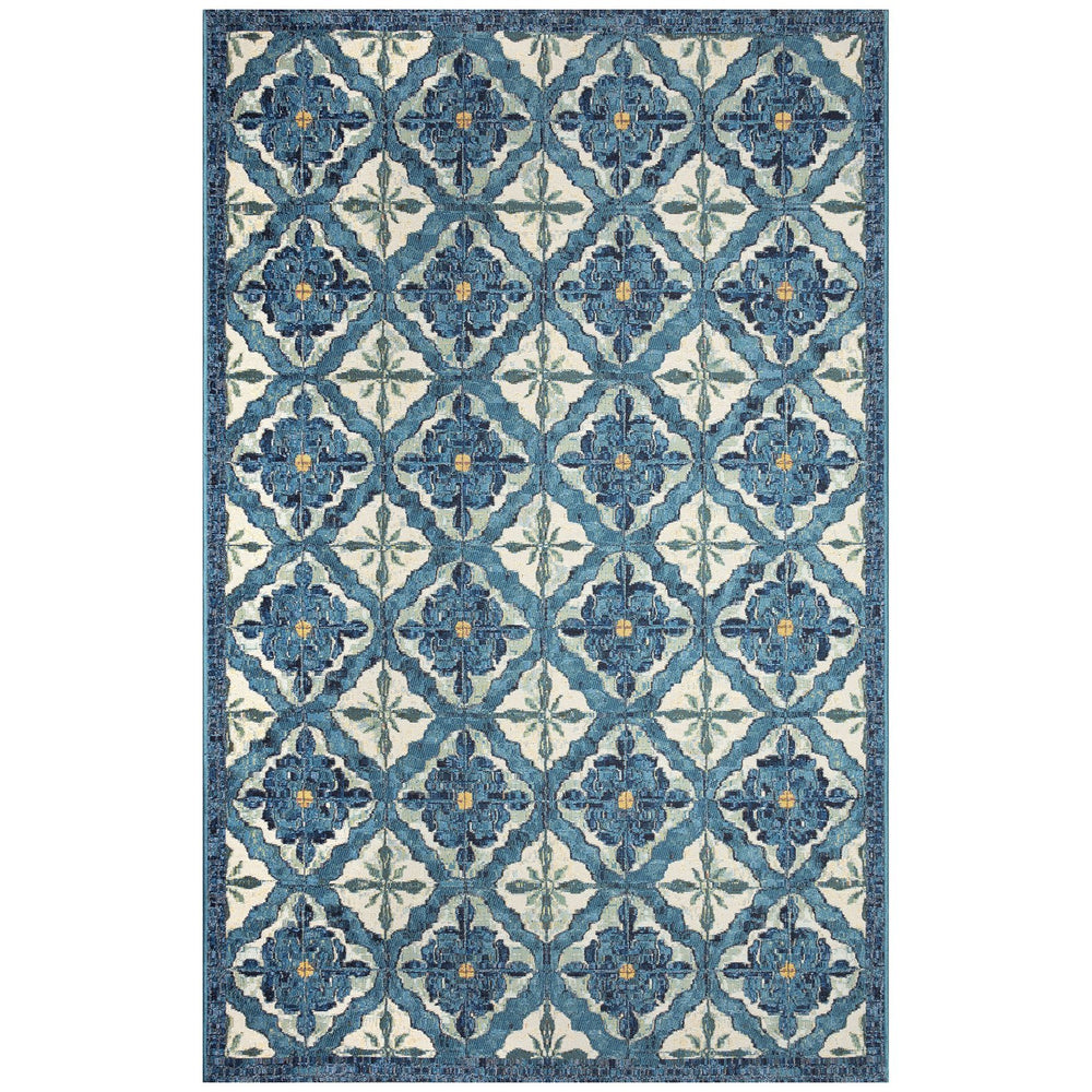 Trans Ocean Liora Manne Marina Power Loomed Area Rug - Durable Indoor/Outdoor Medallion Design For Elegance Blue Polypropylene,Polyester Mna69966404