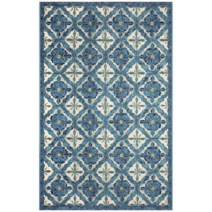 Trans Ocean Liora Manne Marina Power Loomed Area Rug - Durable Indoor/Outdoor Medallion Design For Elegance Blue Polypropylene,Polyester Mna69966404